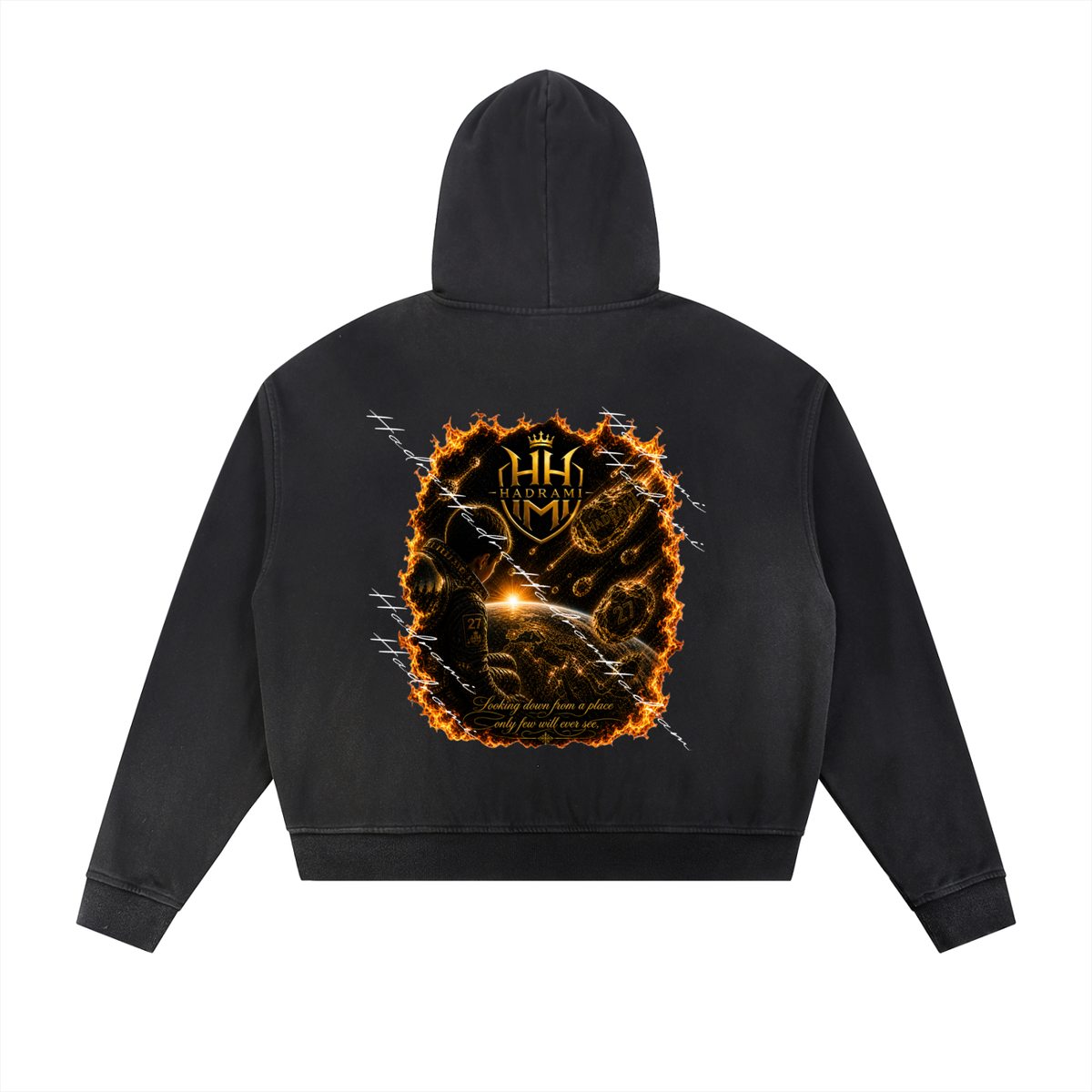 Sun Fade Frayed Raw Edge Fleece Zip Hoodie
