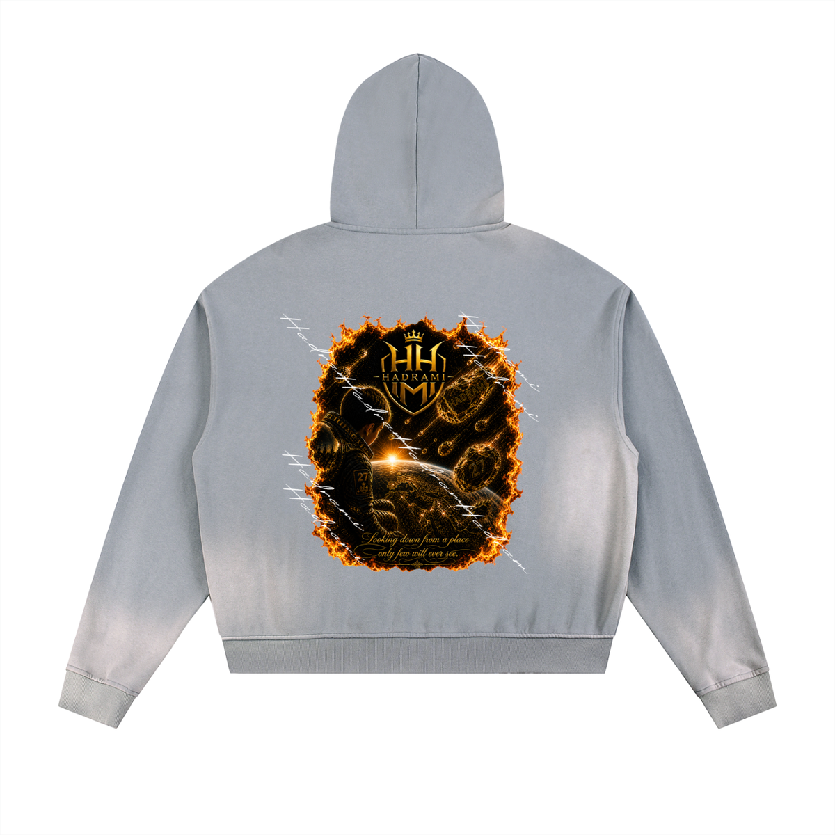 Sun Fade Frayed Raw Edge Fleece Zip Hoodie