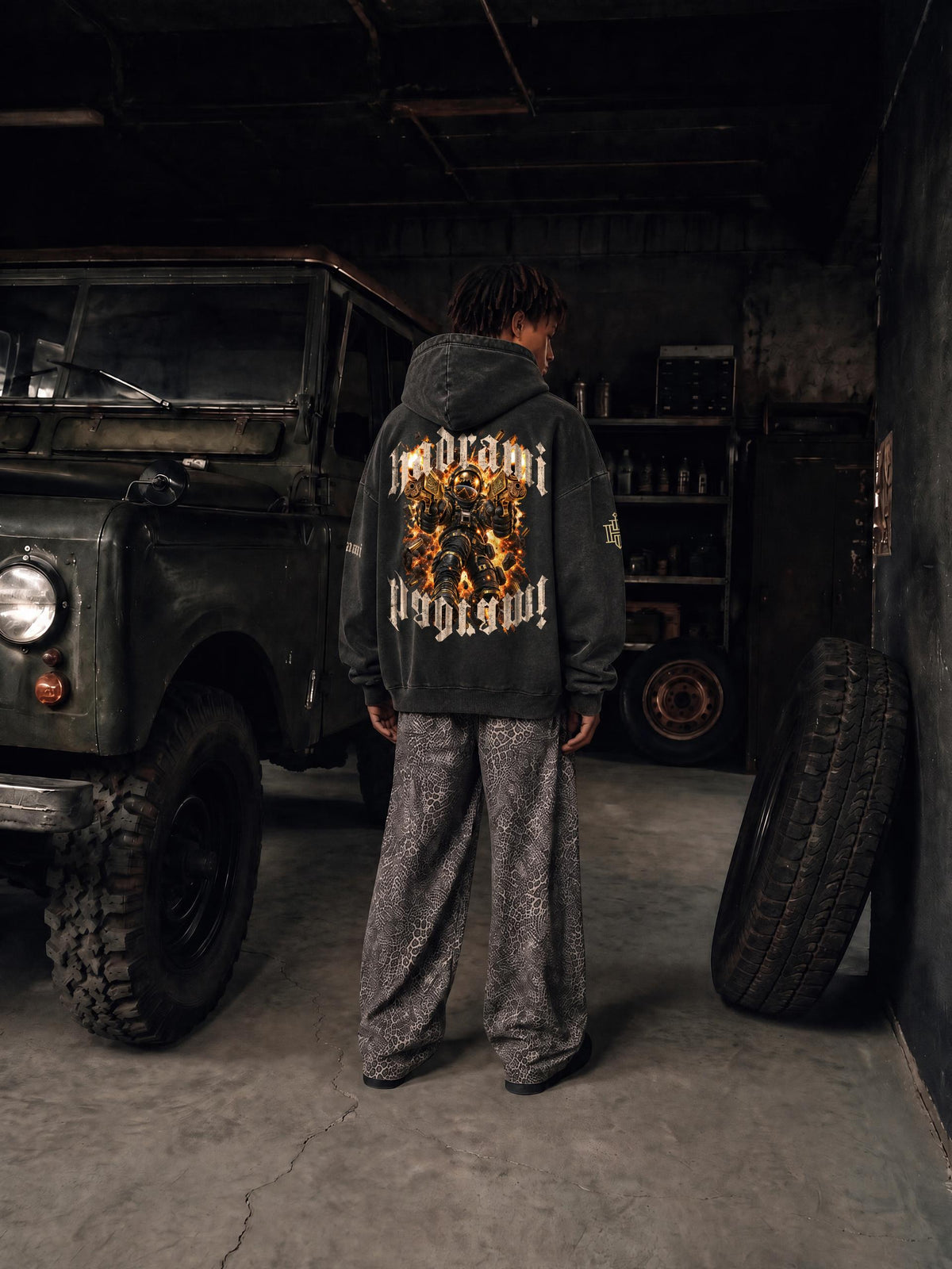 Men's Snake Print Barrel Leg Pants